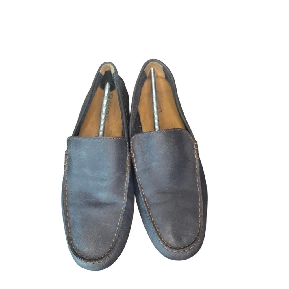 Born Allan Men's 9.5 Blue Leather Loafers Driving Moc Slip On Casual Shoes